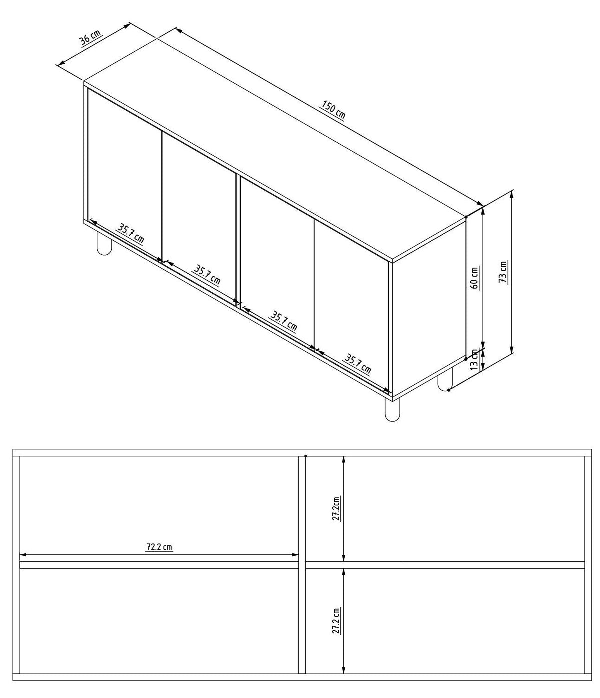 Κονσόλα Vryses Με Ράφια Δρυς Sapphire 150x36x73 εκ. Μελαμίνης - Pakobazaar