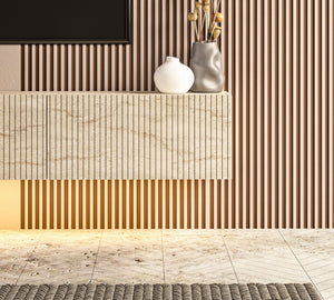 Έπιπλο Τηλεόρασης Mesovouni Επιτοίχιο Με LED Travertine 180x31.4x28.6 εκ. Μελαμίνης