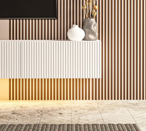 Έπιπλο Τηλεόρασης Mesovouni Επιτοίχιο Με LED Λευκό 180x31.4x28.6 εκ. Μελαμίνης