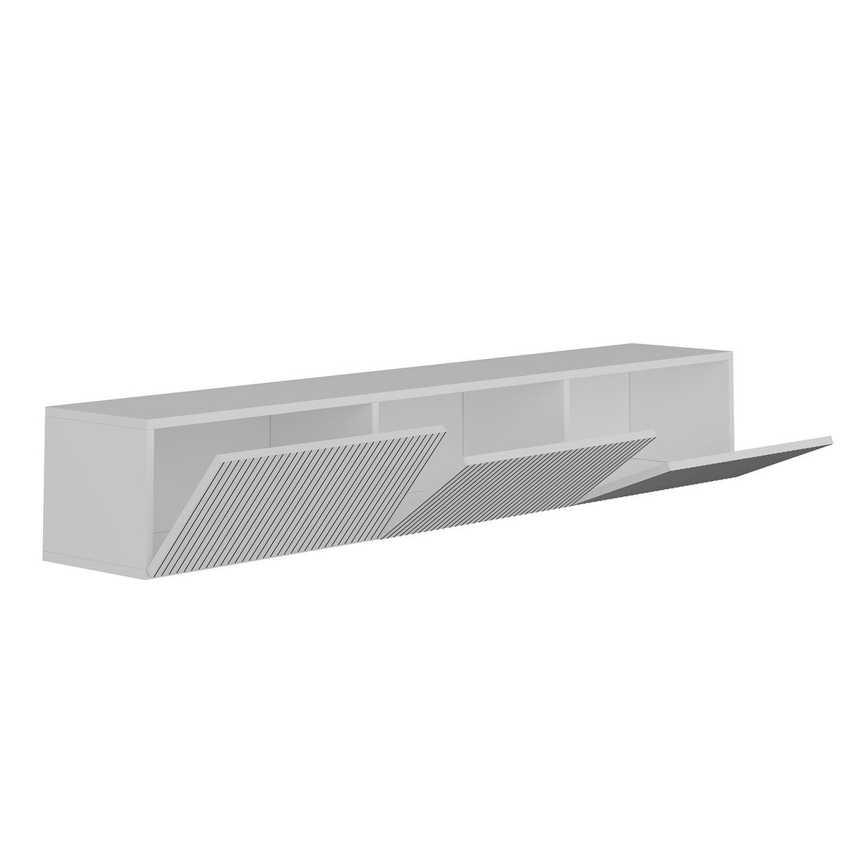 Έπιπλο Τηλεόρασης Mesovouni Επιτοίχιο Με LED Λευκό 180x31.4x28.6 εκ. Μελαμίνης