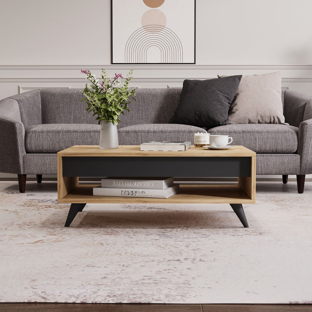 Τραπεζάκι Σαλονιού Paleopoli Δρυς Sapphire 90x60x38 εκ. Μελαμίνης
