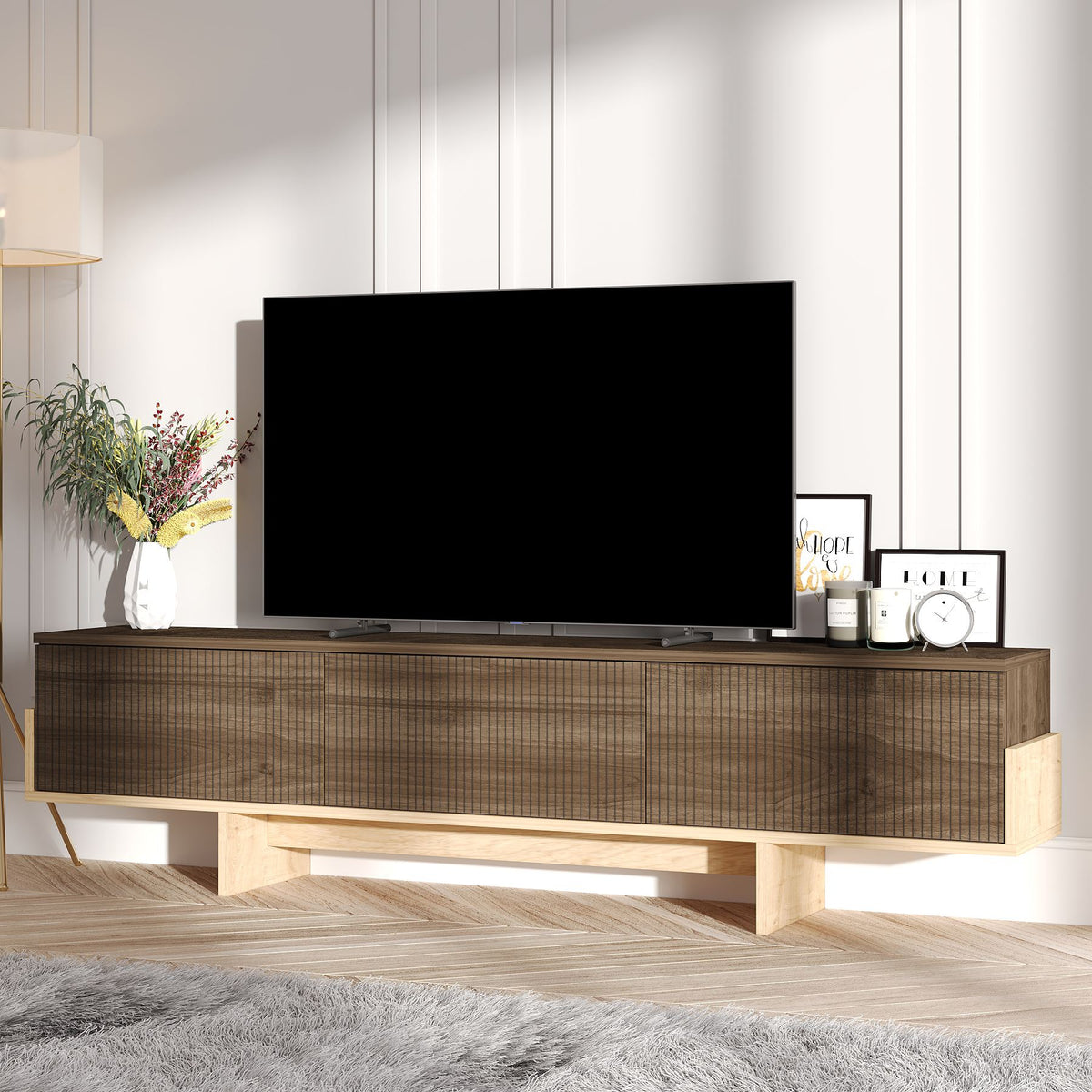 Έπιπλο Τηλεόρασης Vlychada Καρυδί - Δρυς Sapphire 180x30x44.6 εκ. Μελαμίνης - Pakobazaar