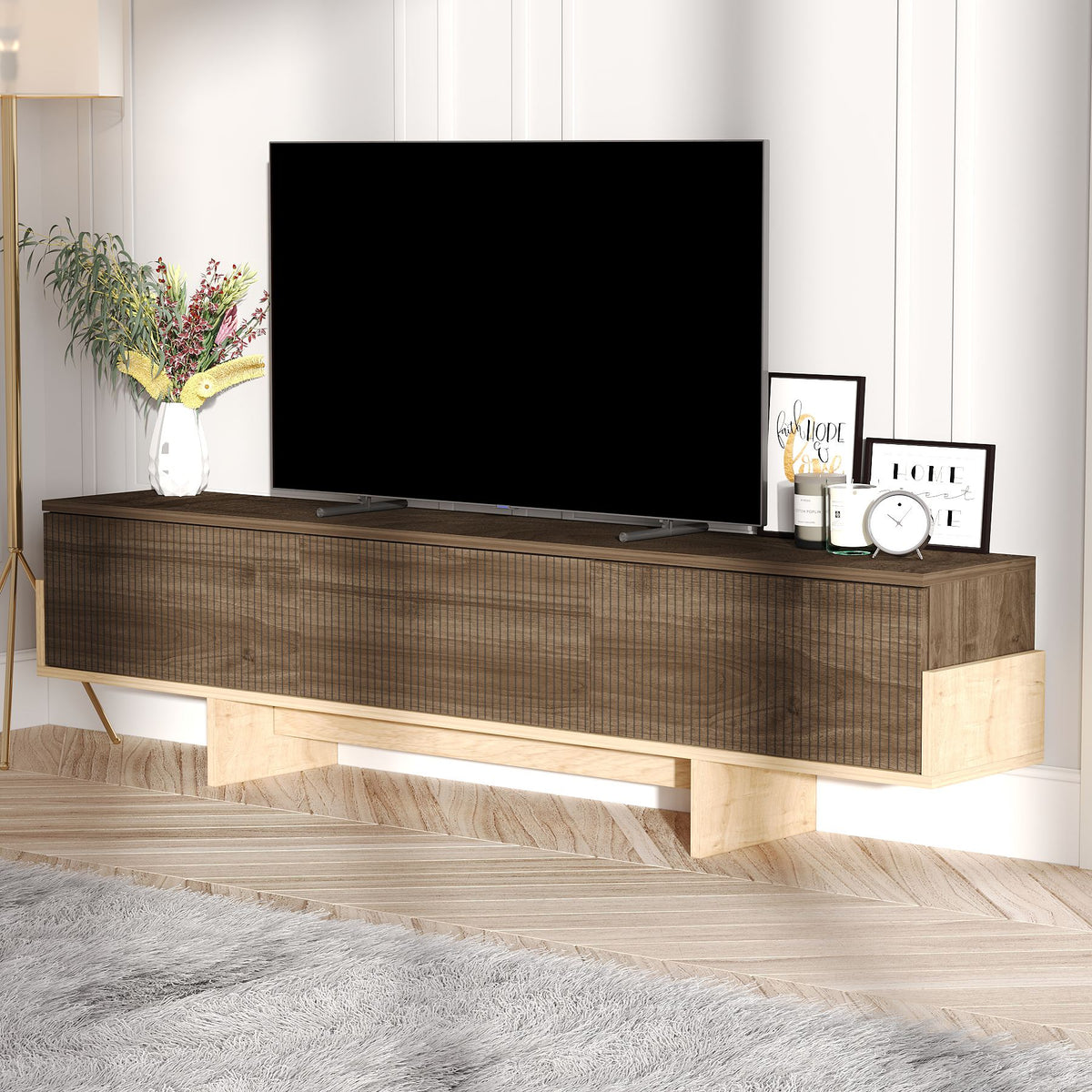 Έπιπλο Τηλεόρασης Vlychada Καρυδί - Δρυς Sapphire 180x30x44.6 εκ. Μελαμίνης - Pakobazaar