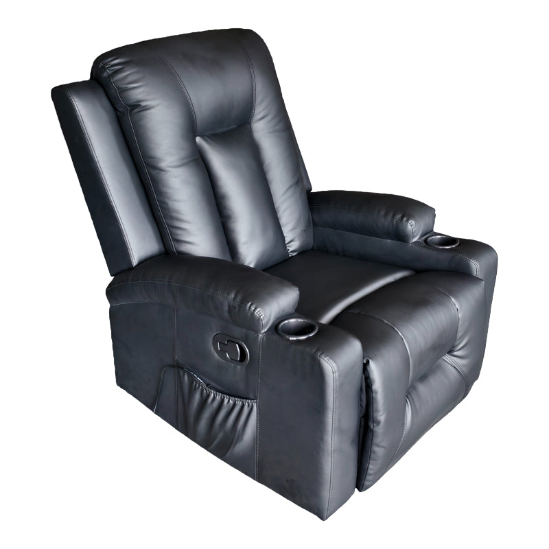 Πολυθρόνα relax με μηχανισμό massage Gessel  PU σε μαύρη απόχρωση 80x90x98εκ - Pakobazaar