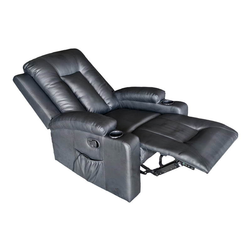 Πολυθρόνα relax με μηχανισμό massage Gessel  PU σε μαύρη απόχρωση 80x90x98εκ - Pakobazaar