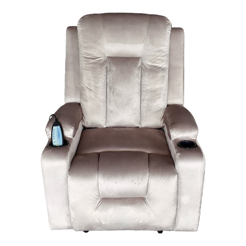 Πολυθρόνα relax με μηχανισμό massage Gessel  βελούδο σε γκρι απόχρωση 80x90x98εκ - Pakobazaar