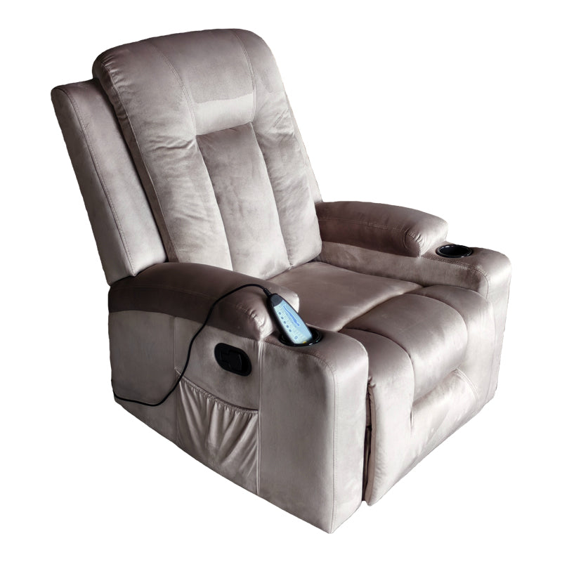 Πολυθρόνα relax με μηχανισμό massage Gessel  βελούδο σε γκρι απόχρωση 80x90x98εκ - Pakobazaar