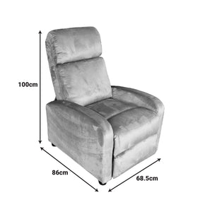 Πολυθρόνα relax Norva  βελούδο σε γκρι απόχρωση 68.5x86x100εκ - Pakobazaar