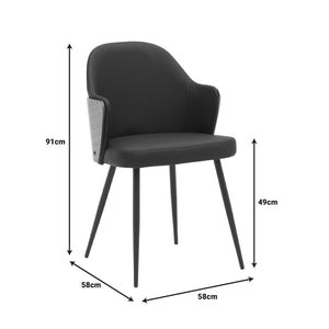 Καρέκλα Marci  μαύρο pu-πόδι μαύρο μέταλλο 58x58x91εκ - Pakobazaar