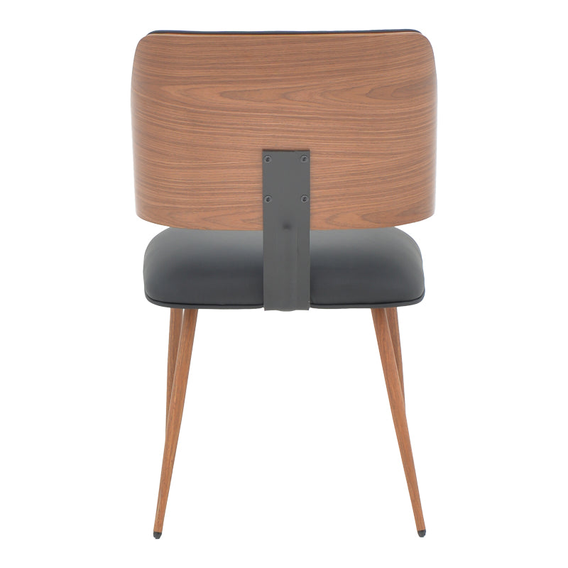 Καρέκλα Ubane  μαύρο pu-πόδι καρυδί μέταλλο 53x62.5x85εκ - Image 5