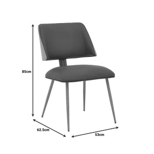 Καρέκλα Ubane  μαύρο pu-πόδι καρυδί μέταλλο 53x62.5x85εκ - Image 9