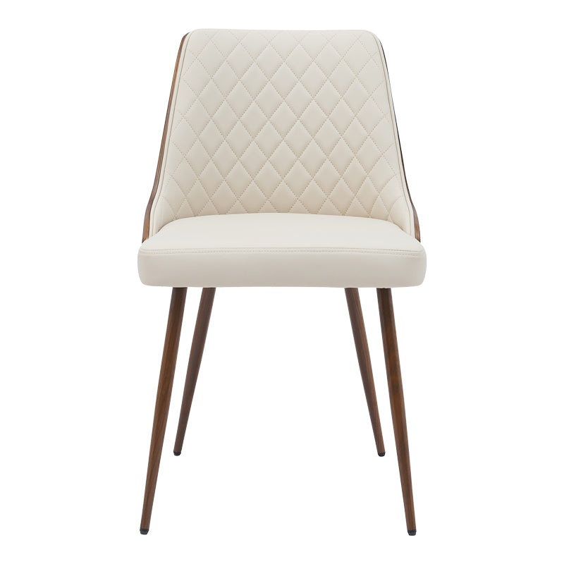 Καρέκλα Korome  μπεζ pu-πόδι καρυδί μέταλλο 50x58.5x78εκ - Image 4