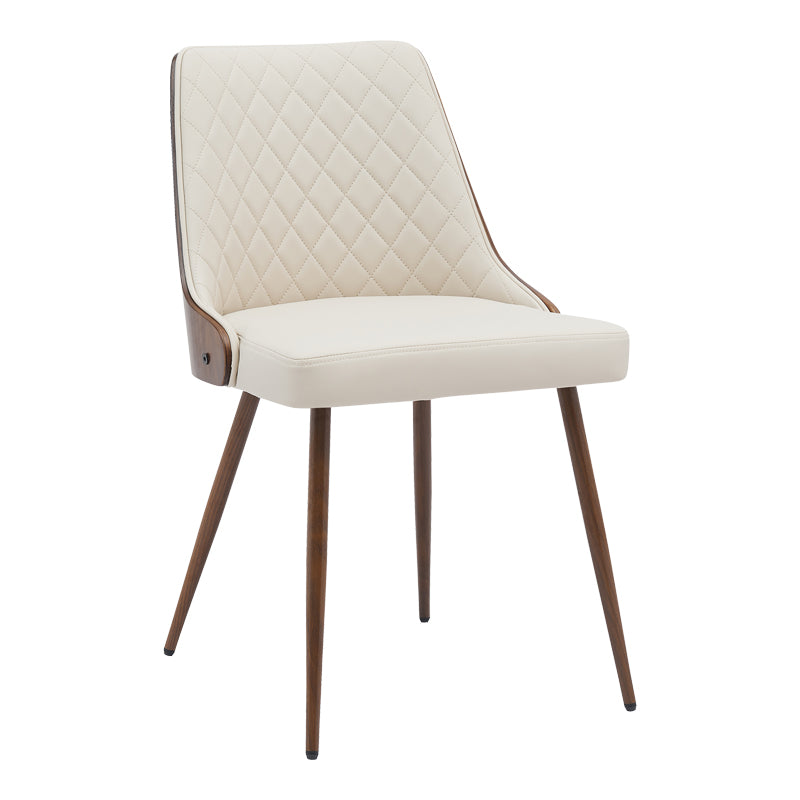 Καρέκλα Korome  μπεζ pu-πόδι καρυδί μέταλλο 50x58.5x78εκ - Image 1