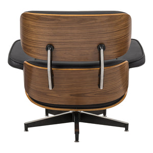 Πολυθρόνα-υποπόδιο relax Jenna  μαύρο pu- plywood καρυδί-βάση χρωμίου 82x92x82εκ - Pakobazaar