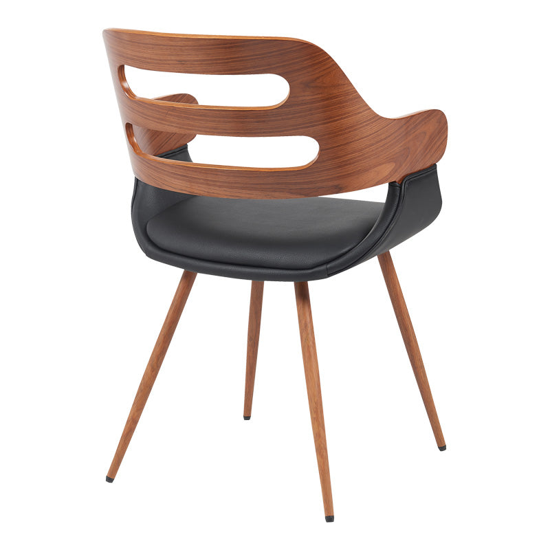 Πολυθρόνα Fern  PU μαύρο-ξύλο καρυδί απόχρωση 52x59x80εκ - Pakobazaar