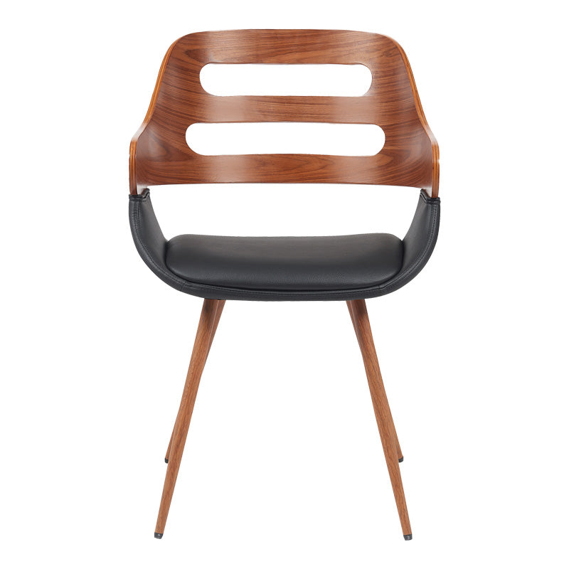 Πολυθρόνα Fern  PU μαύρο-ξύλο καρυδί απόχρωση 52x59x80εκ - Pakobazaar