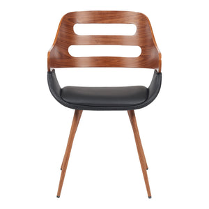 Πολυθρόνα Fern  PU μαύρο-ξύλο καρυδί απόχρωση 52x59x80εκ - Pakobazaar