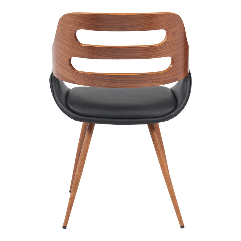 Πολυθρόνα Fern  PU μαύρο-ξύλο καρυδί απόχρωση 52x59x80εκ - Pakobazaar