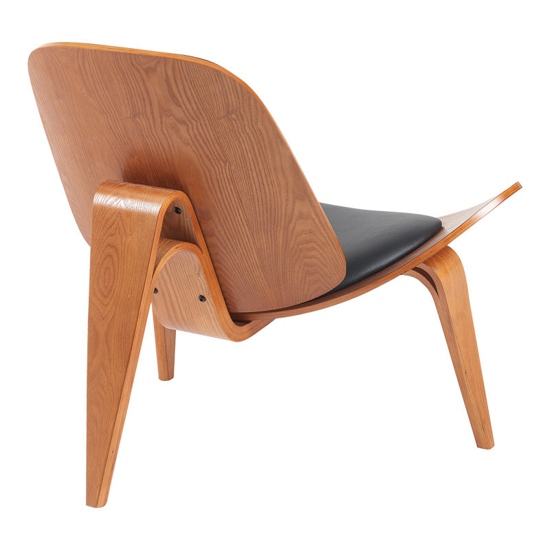Πολυθρόνα Vilma  PU μαύρο- plywood καρυδί 90x76.5x74.5εκ - Pakobazaar