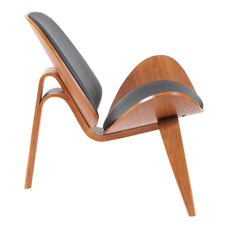 Πολυθρόνα Vilma  PU μαύρο- plywood καρυδί 90x76.5x74.5εκ - Pakobazaar