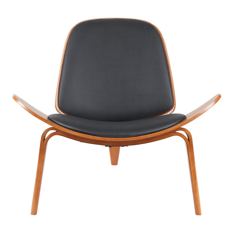 Πολυθρόνα Vilma  PU μαύρο- plywood καρυδί 90x76.5x74.5εκ - Pakobazaar