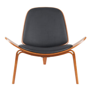 Πολυθρόνα Vilma  PU μαύρο- plywood καρυδί 90x76.5x74.5εκ - Pakobazaar