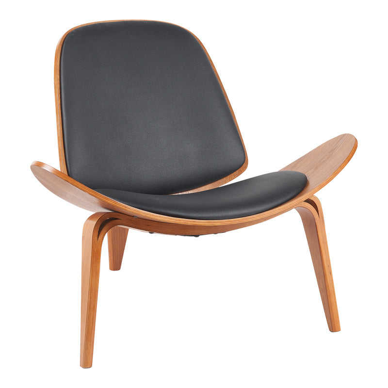 Πολυθρόνα Vilma  PU μαύρο- plywood καρυδί 90x76.5x74.5εκ - Pakobazaar