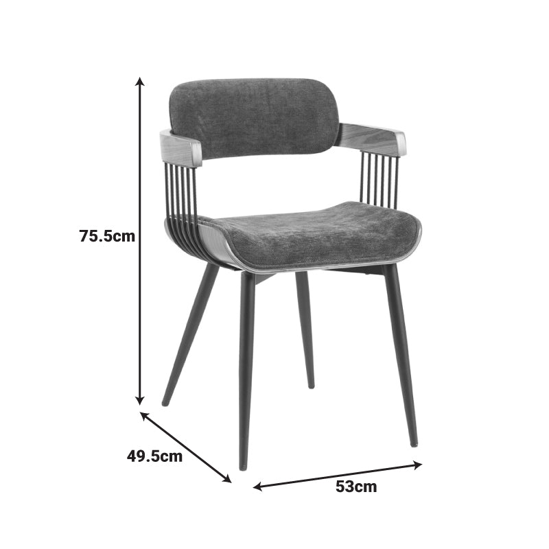 Πολυθρόνα Cameo  μέταλλο μαύρο-καρυδί ξύλο-ανθρακί ύφασμα 53x49.5x75.5εκ - Image 6
