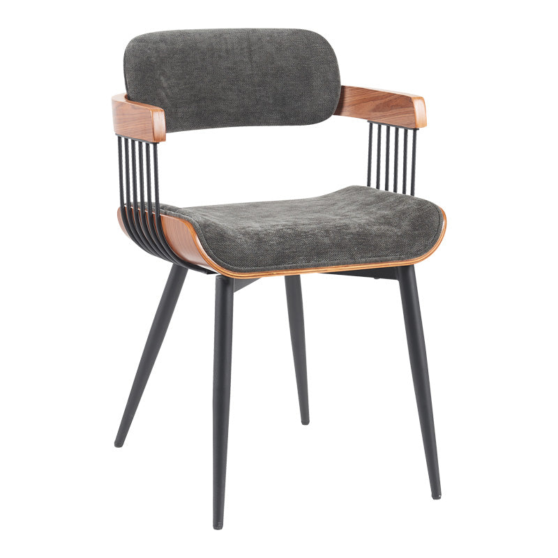 Πολυθρόνα Cameo  μέταλλο μαύρο-καρυδί ξύλο-ανθρακί ύφασμα 53x49.5x75.5εκ - Image 1