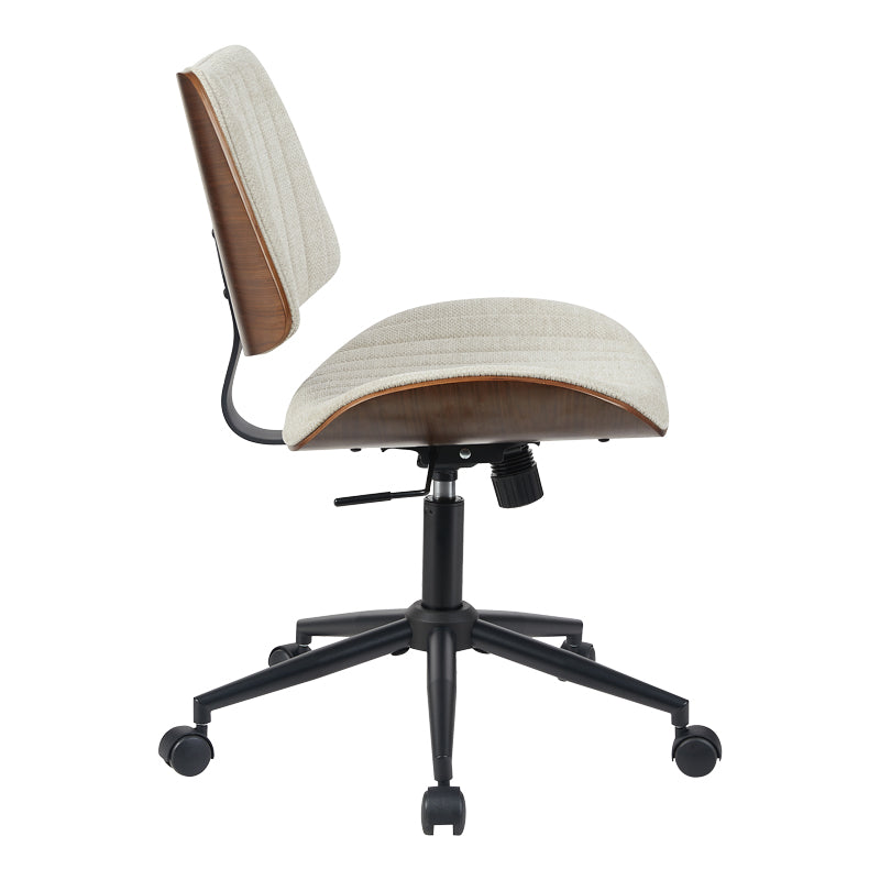 Καρέκλα γραφείου εργασίας Amani   ξύλο σε καρυδί με μπεζ ύφασμα 52x54x90.5εκ - Pakobazaar