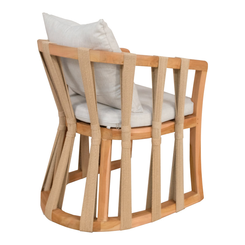 Πολυθρόνα Morani  σκελετός teak ξύλο και ύφασμα σε φυσική απόχρωση 58x66x75εκ - Image 3