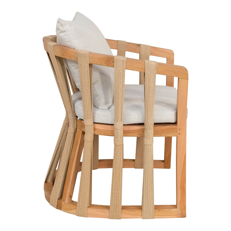 Πολυθρόνα Morani  σκελετός teak ξύλο και ύφασμα σε φυσική απόχρωση 58x66x75εκ - Image 4