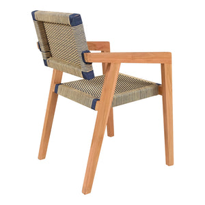 Πολυθρόνα Salama  σκελετός teak ξύλο σε φυσική απόχρωση και κρεμ-μαύρο pe σχοινί 57x60x85εκ - Image 4