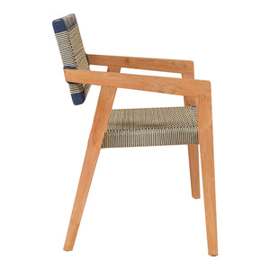 Πολυθρόνα Salama  σκελετός teak ξύλο σε φυσική απόχρωση και κρεμ-μαύρο pe σχοινί 57x60x85εκ - Image 5