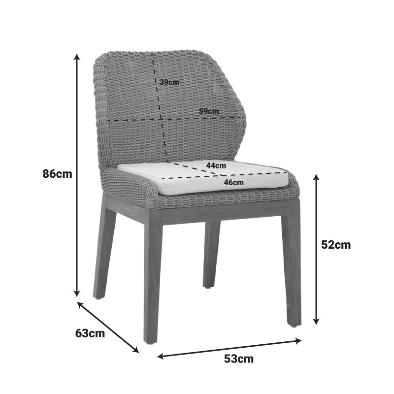 Καρέκλα Swinton  σκελετός αλουμινίου με teak πόδι σε φυσική απόχρωση και pe rattan 53x63x86εκ - Image 3