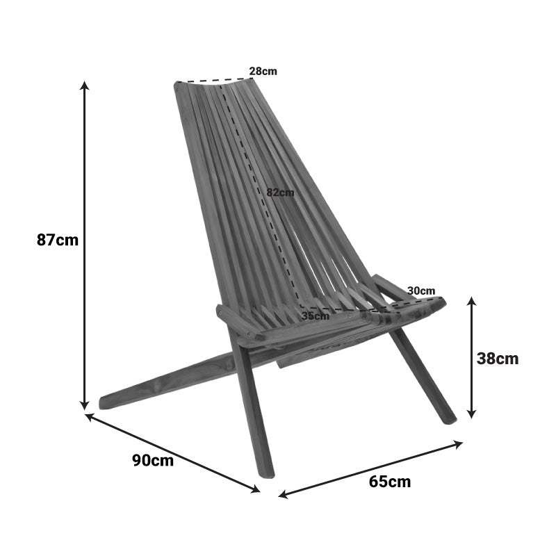 Πολυθρόνα Phoenox  πτυσσόμενη φυσικό teak ξύλο 65x90x87εκ - Pakobazaar