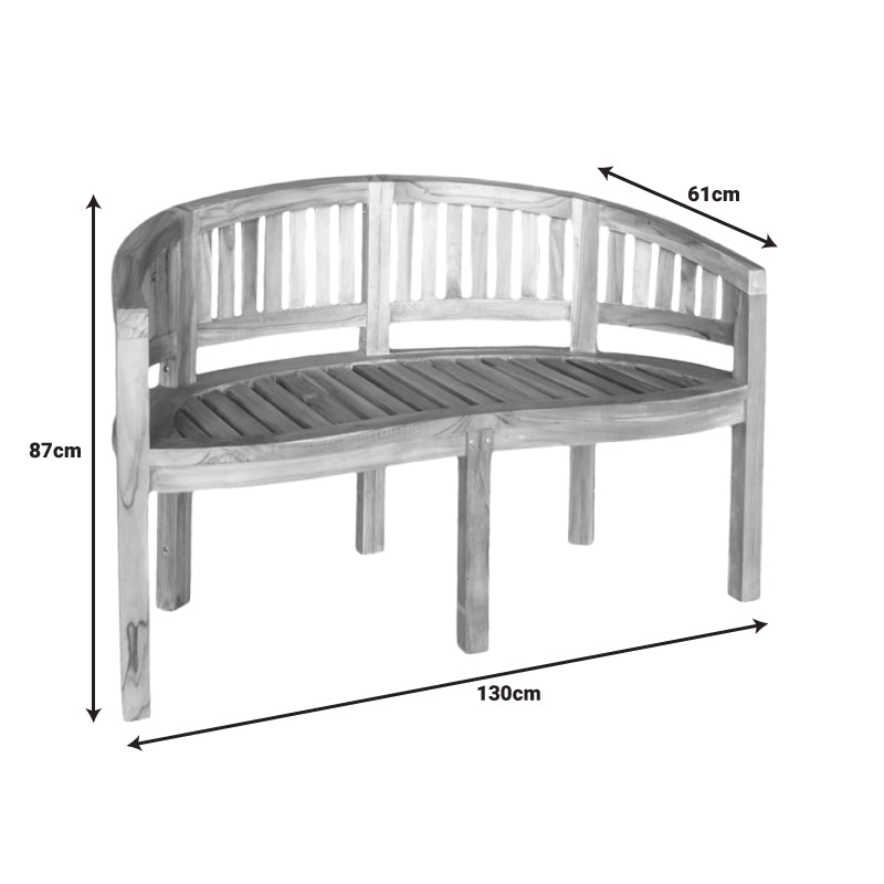 Καναπές διθέσιος Coren  φυσικό teak ξύλο 130x61x87εκ - Pakobazaar