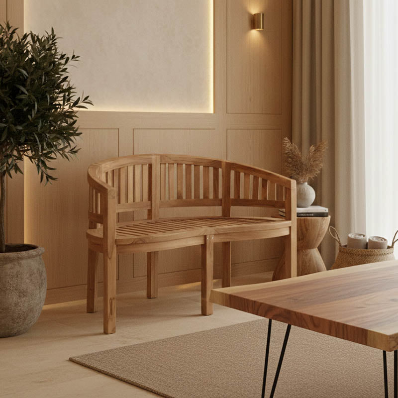 Καναπές διθέσιος Coren  φυσικό teak ξύλο 130x61x87εκ - Pakobazaar