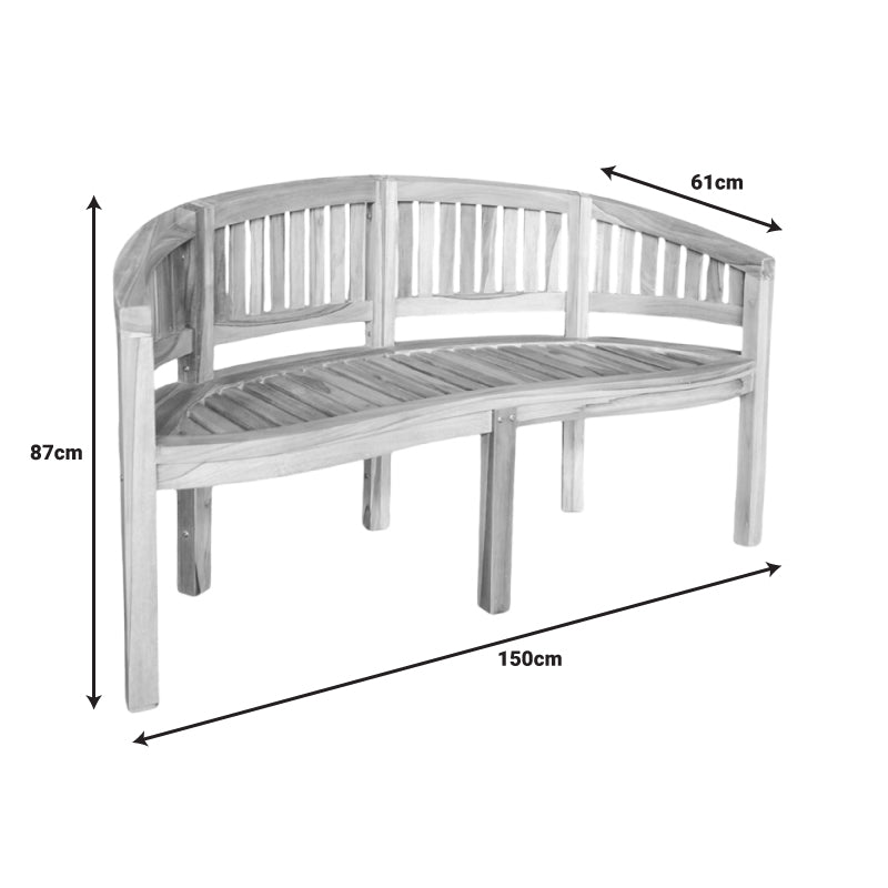 Καναπές τριθέσιος Coren  φυσικό teak ξύλο 150x61x87εκ - Pakobazaar