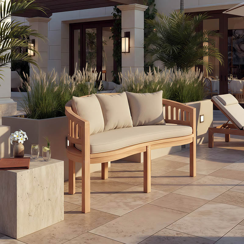 Καναπές τριθέσιος Coren  φυσικό teak ξύλο 150x61x87εκ - Pakobazaar