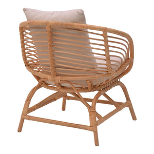 Πολυθρόνα Caxen  φυσικό rattan-λευκό μαξιλάρι 72x63x75εκ - Pakobazaar