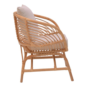 Πολυθρόνα Caxen  φυσικό rattan-λευκό μαξιλάρι 72x63x75εκ - Pakobazaar