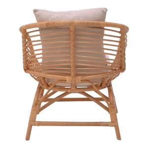 Πολυθρόνα Caxen  φυσικό rattan-λευκό μαξιλάρι 72x63x75εκ - Pakobazaar