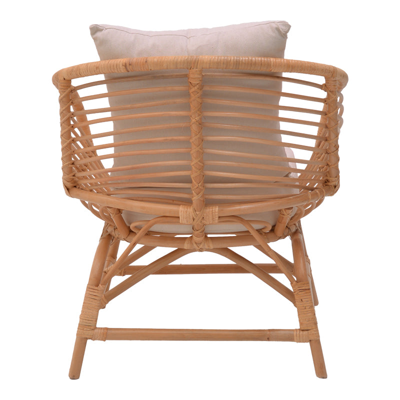 Πολυθρόνα Caxen  φυσικό rattan-λευκό μαξιλάρι 72x63x75εκ - Pakobazaar