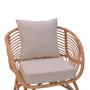 Πολυθρόνα Caxen  φυσικό rattan-λευκό μαξιλάρι 72x63x75εκ - Pakobazaar