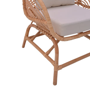 Πολυθρόνα Caxen  φυσικό rattan-λευκό μαξιλάρι 72x63x75εκ - Pakobazaar