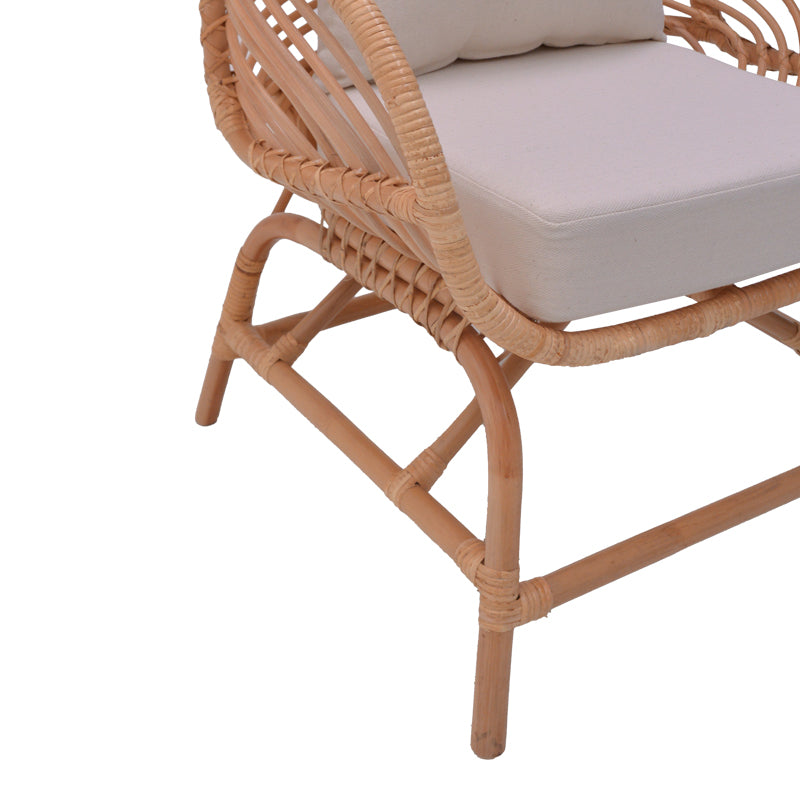 Πολυθρόνα Caxen  φυσικό rattan-λευκό μαξιλάρι 72x63x75εκ - Pakobazaar