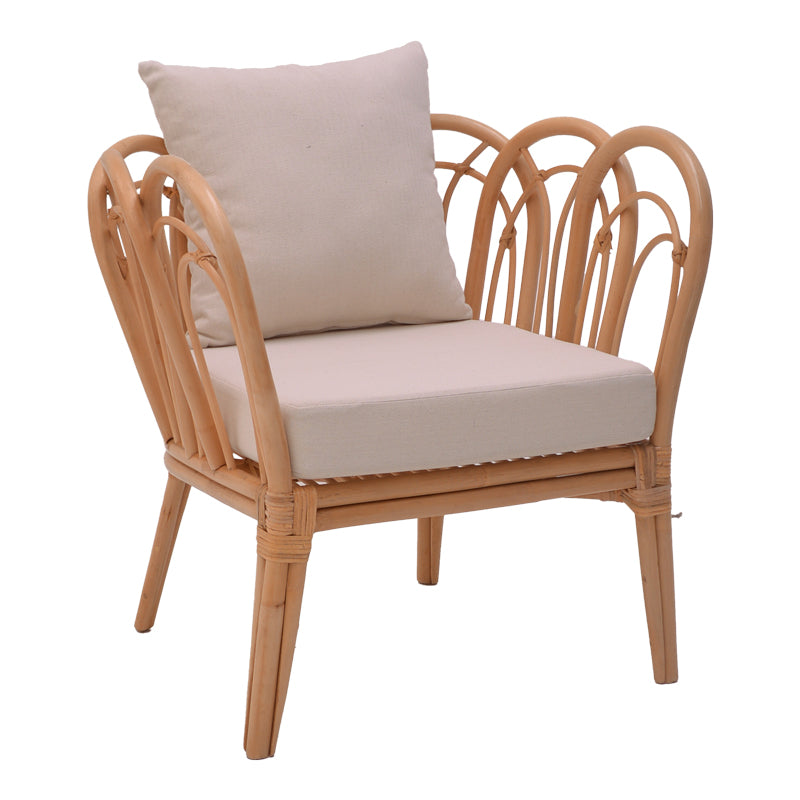 Πολυθρόνα Tania  φυσικό rattan-λευκό μαξιλάρι 76x76x76εκ - Pakobazaar