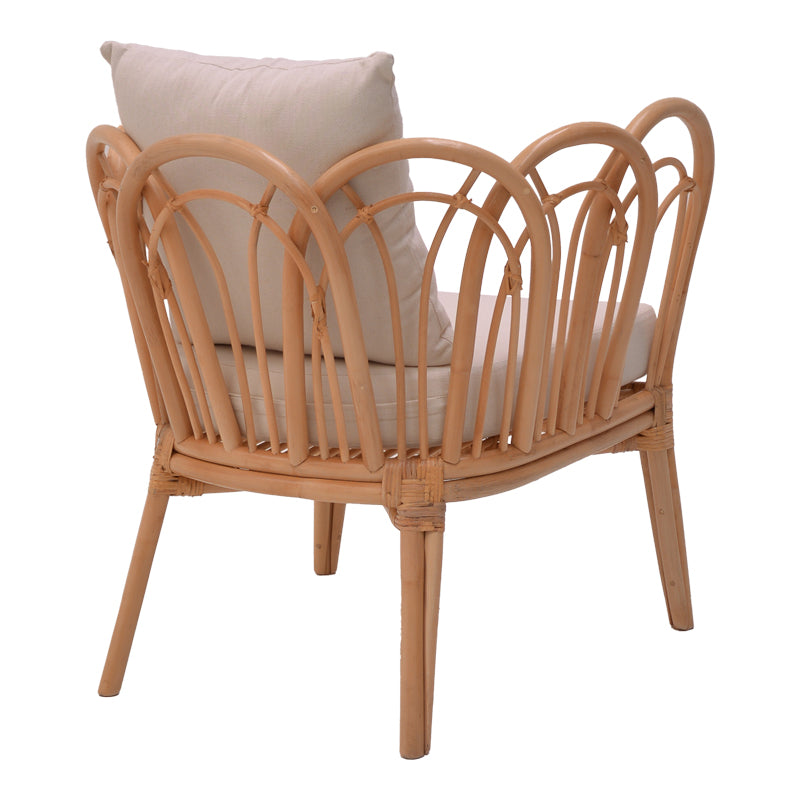 Πολυθρόνα Tania  φυσικό rattan-λευκό μαξιλάρι 76x76x76εκ - Pakobazaar