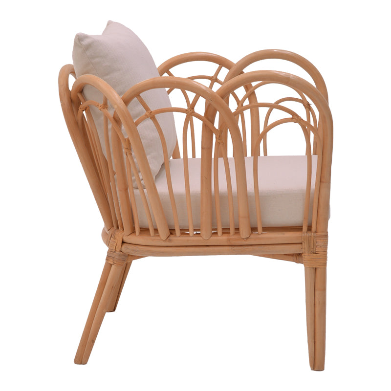 Πολυθρόνα Tania  φυσικό rattan-λευκό μαξιλάρι 76x76x76εκ - Pakobazaar